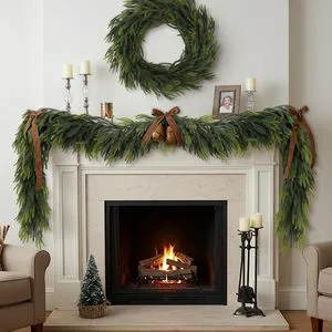 6 Ft Christmas Cedar Pine Garlands, Realistic Green Greenery Garland for Table, Wall, Indoor, Outdoor Christmas Decorations