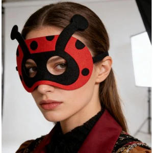 PESENAR Ladybug Mask Costume Red Black Polka Dot Eye Mask for Halloween Cosplay and Theme Party