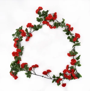 Encryption 180cm Rose Vine Artificial Flowers for Wedding Backdrop Wall Hanging Ceiling Flower Decor