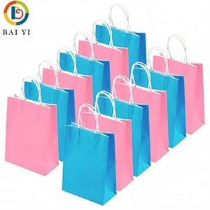 Kraft Paperboard Party Favor Bags with Handle for Birthday Baby Shower Wedding Celebrations