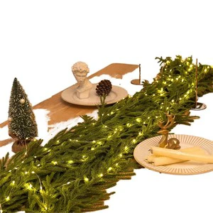 Norfolk Christmas Garlands Lights Artificial Rattan Hanging Ornaments Pine Needle Cane Cedar Vine Wreath Christmas Decorations