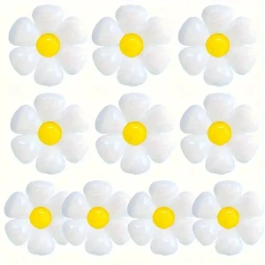 Elegant Daisy Balloons in 3 Sizes Self-Sealing Aluminum Film Floral Decoration White with Yellow Centers for Summer Celebration