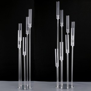 Custom Candle Holder Kerzenhalter Candelabro De Cristal Crystal Menorah Candlesticks Acrylic Candelabra Centerpiece