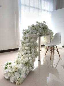 Enchanted Celestial Silk Wedding Arch Flower With White Floral Rows For Wedding Ceremony Photo Booth Garland Backdrop Entrance