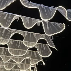 Party Wedding Props Hall Decor Hanging Drapery Fabric Light Flower Ceiling Decoration Led Drapes for Wedding Decoration