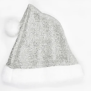 Cheap Best Promotional Silver Gold Red Green Glitter Shiny Adult Size Christmas Hat