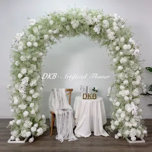 DKB Brand Customized Baby's Breath White Rose Artificial Flower Arch for Party Event Backdrop