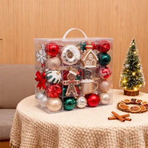 SHUANGYUAN High Quality Plastic Handmade Hanging Christmas Tree Balls Set Indoor Red Balls