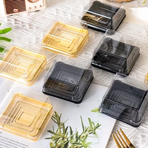 Plastic Boxes For Mini Cake Disposable PET Square Food Container Blister Mousse Dessert Snack Cheese Dessert Display With Lid