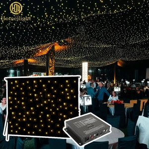 Backdrop Starry Golden Drape LED Wedding Cloth Warm White LED Star Curtain Stage Lights for Church