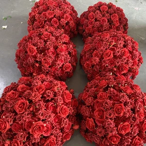 Fake Luxury Floral Arrangement Artificial Flowers Balls Table Center Centerpiece Red Rose Flower Ball For Wedding Table Decor