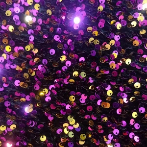 5mm Sequins With Purple Velvet Embroidery Fabric African Wedding Party Dress Lace Fabric