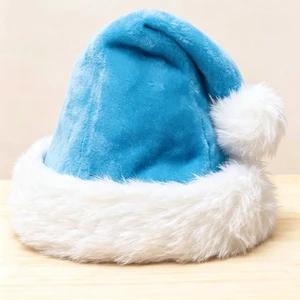High Quality Classic Red White Plush Santa Customizable Thick Fabric Adjustable Christmas Hat With Multi-Color
