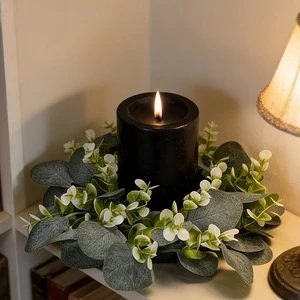 Artificial Eucalyptus Wreath Candle Wine Glass Decorations Advent Wreath Wedding Decoration Candle Rings Wreath