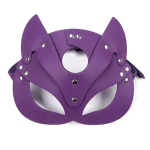 Women Cosplay PU Leather Sex Mask Halloween Party Mask Exotic Accessories Roleplay Half Face Cat Masks
