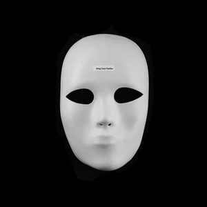 White Plastic Full Face Funny Party Mask for Party Holiday Supply Carnival Masquerade Cosplay Halloween Accessory DIY Craft