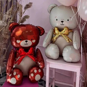 Wholesale Foil Cartoon Animal Cake Balloons Hugging Bear Teddy Bear Aluminum Foil Balloon Cute Cartoon Birthday Foil Balloons