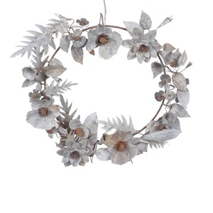 CHRISTMAS DECORATION WREATH HANDMADE GALVANIZED METAL HANGING FLOWER WREATH for CHRISTMAS PARTY and FESTIVE DECORATIVE USE