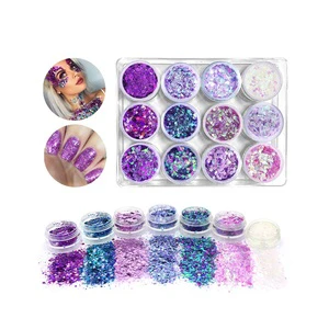 Hot Sale Unicorn Color Cosmetic Face Body Glitter Polyester Holographic Chunky Glitter for Party Makeup