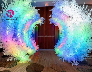Led Light Metal Arch Wedding Backdrop Stand Round Tunnel Flower Arch Event Bride Ceremony Party Decoration Supplies Backdrop