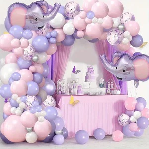 143 PCS Purple Elephant Theme Reusable Balloon Garland Kit Balloons Arch Kits for Birthday Party Supplies Girls Baby Shower