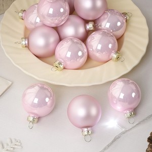 Wholesale 10Pcs 6Cm Pink Glass Christmas Ball Ornaments Set Shiny Matte Mixed Finish Baubles For Xmas Tree Holiday Wreath Decor