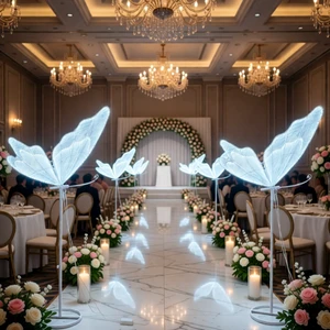 Factory Wholesale Hot Sale LED Luminous Butterfly Chandelier Hotel Ceiling Wedding Hall Stage Decoration Light Chandelier