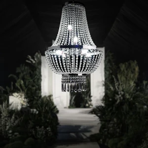 European Romantic Style Wedding Ceiling Decoration Light Luxury Hanging Crystal Beaded Curtain Chandelier for Wedding Decoration