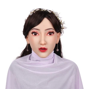 Silicone Female Facial Mask Custom Realistic Halloween Party Head Mask LifeLike Facemask for Drag Queen