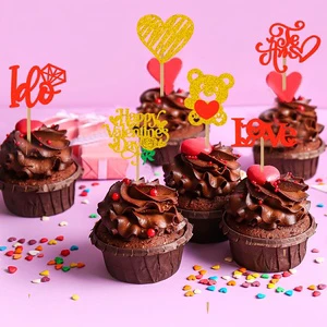 Valentine's Day Cupcake Topper love Heart Cake Decoration Suitable for Wedding Party Cake Decoration