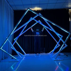 Wholesale Metal Wedding Ceremony Metal Wedding Arch Backdrop Led Tunnel Geometric Arch for Stage