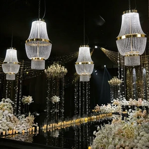 Wedding Decor Light Gold Metal Crystal Chandelier Event Party Wedding Background Stage Ceiling Decorations Chandelier Light