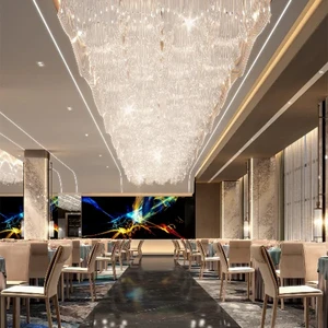 Luxury Modern Decoration Chandelier Hotel Lobby Wedding Banquet Hall Restaurant Project Custom Large Ceiling Long Led Chandelier