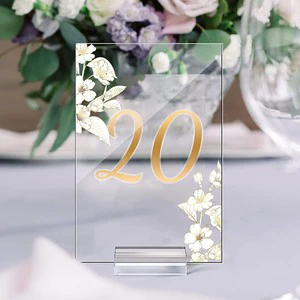 Acrylic Wedding Sign With Holder Base Place Card Table Number With Stand Table Name Plate Party Reception Banquet Decor