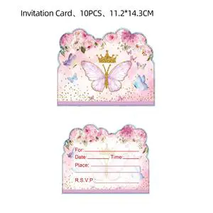 Butterfly Theme Fill in Paper Invitation Greeting Cards for Kids Birthday Wedding Theme Garden Party