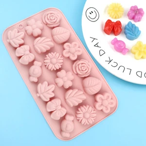 18 Cavity Different Flower & Leaf Silicone Molds, DIY Chocolate Candy Soap Moulds, Baking Tools & Cake Decorating Supplies