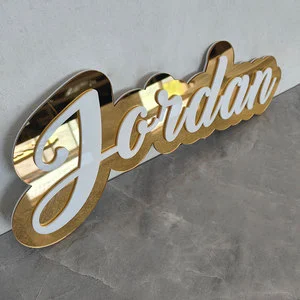 Personalized Mirror Double Layer Script Acrylic Name Sign for Party Wedding Gift