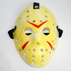 Yellow Hockey Modern Style Halloween Mask with Red Accents PP 100% New Material Made in China for Cosplay and Themed Events