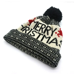Winter Fashion Vintage All-Match Christmas Hat Fleece-Lined Thickened Warm Pullover Outdoor Windproof Adult Spandex/Cotton MERRY