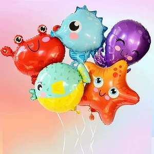 BLN Printed Foil Balloons Octopus Crab Fish Sea Animal Theme Party Decorations Unisex