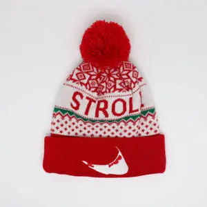 Wholesale Acrylic Knitted Santa Christmas Beanie with Custom Embroidery Logo for Festive Winter Holiday Parties