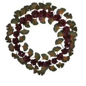Red Rose Designer Flower Hanging Metal Iron Wreath for Christmas Festival Parties Decoration and New Year Gifted