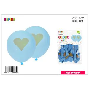 Sky Blue and Gold Printed 30cm Latex Balloon Set of 5 Party Supplies