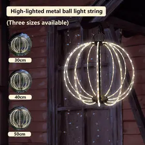 Premium Foldable Wrought Iron Ball LED String Lights Globe Fairy Lights Waterproof Outdoor Garden Yard Wedding Christmas Decor