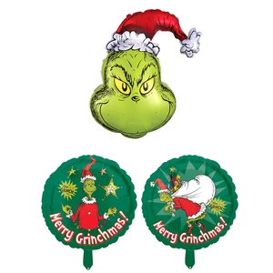 New Trending Grinch 18 Inch Foil Balloon Cartoon 12 Inch Latex Balloon Handheld Kids Toy Christmas Party Decoration Supplies
