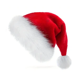 Cozy Classic Thickened Plaid Character Santa Hat Dot Bows Design Adults Unisex Beanie 100% Acrylic Happy Christmas New Year's