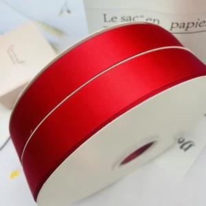 E-Magic Wholesale Custom 1 Inch Width 100 Yard Rolls Red Satin Ribbon Double Sided Polyester Ribbon for Cake Flower Wrap
