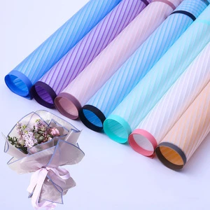 Solid Flower Paper with Colorful Rim Waterproof Floral Bouquet Wrapping Paper Florist Supplies Packaging Paper for Wedding Gift