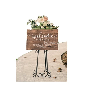 Beautiful Personalized Rustic Solid Wood Wedding Welcome Sign With White Lettering