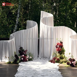 Wedding Party Decoration Backdrop Wedding Props White Metal Wave Frame Fabric Arch Wedding Backdrop Ceiling Drapes